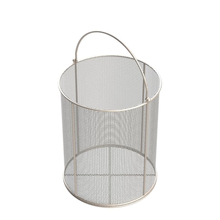 Round Wire Mesh Basket: 10Dia. X 12H, 304 SS, 3/16 Rod Frame, Mesh: 4 X .063